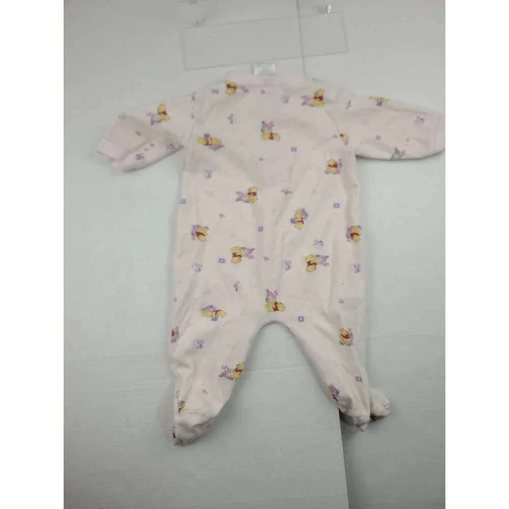 Vintage Baby Disney Winnie The Pooh One Piece Size 6-9 Months Pajama Pink Flower